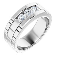 14K White 5/8 CTW Natural Diamond Men's Ring  